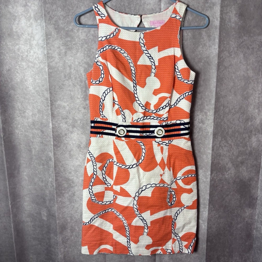 Lilly Pulitzer Orange and White Rope Print Mini Dress